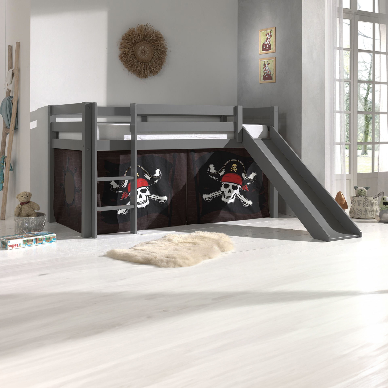 Halbhohes Bett Caribian Pirate mit Rutsche Grau #2