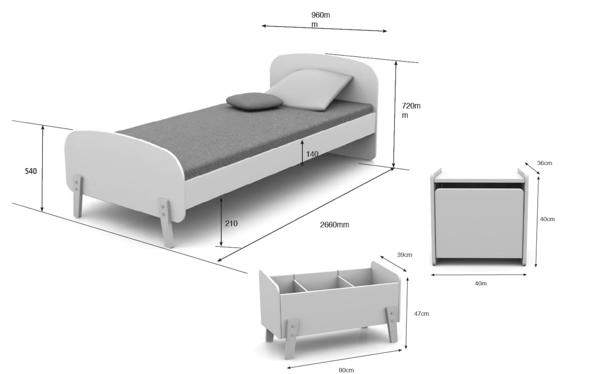 Kinderzimmer Kiddy 3-teilig Set Rosa 6