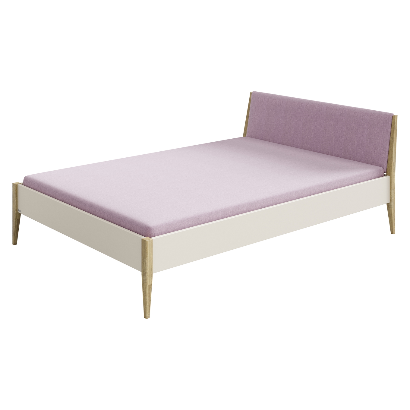 Bett Stiene mit gepolstertem Betthaupt Beige Dunkelrosa, 140 x 200 cm