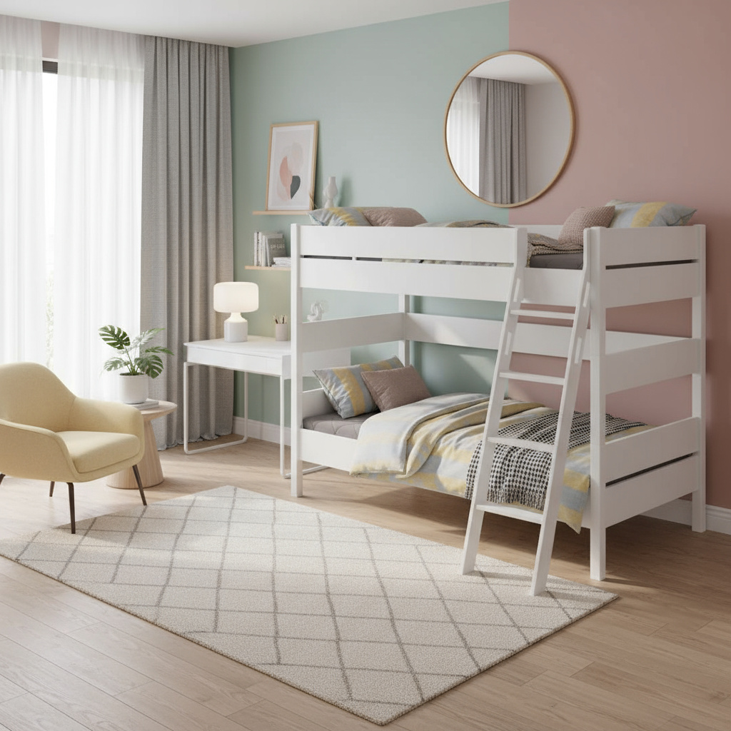 Etagenbett Tiago Weiss, mit Schrägleiter, 90 x 200 cm 3