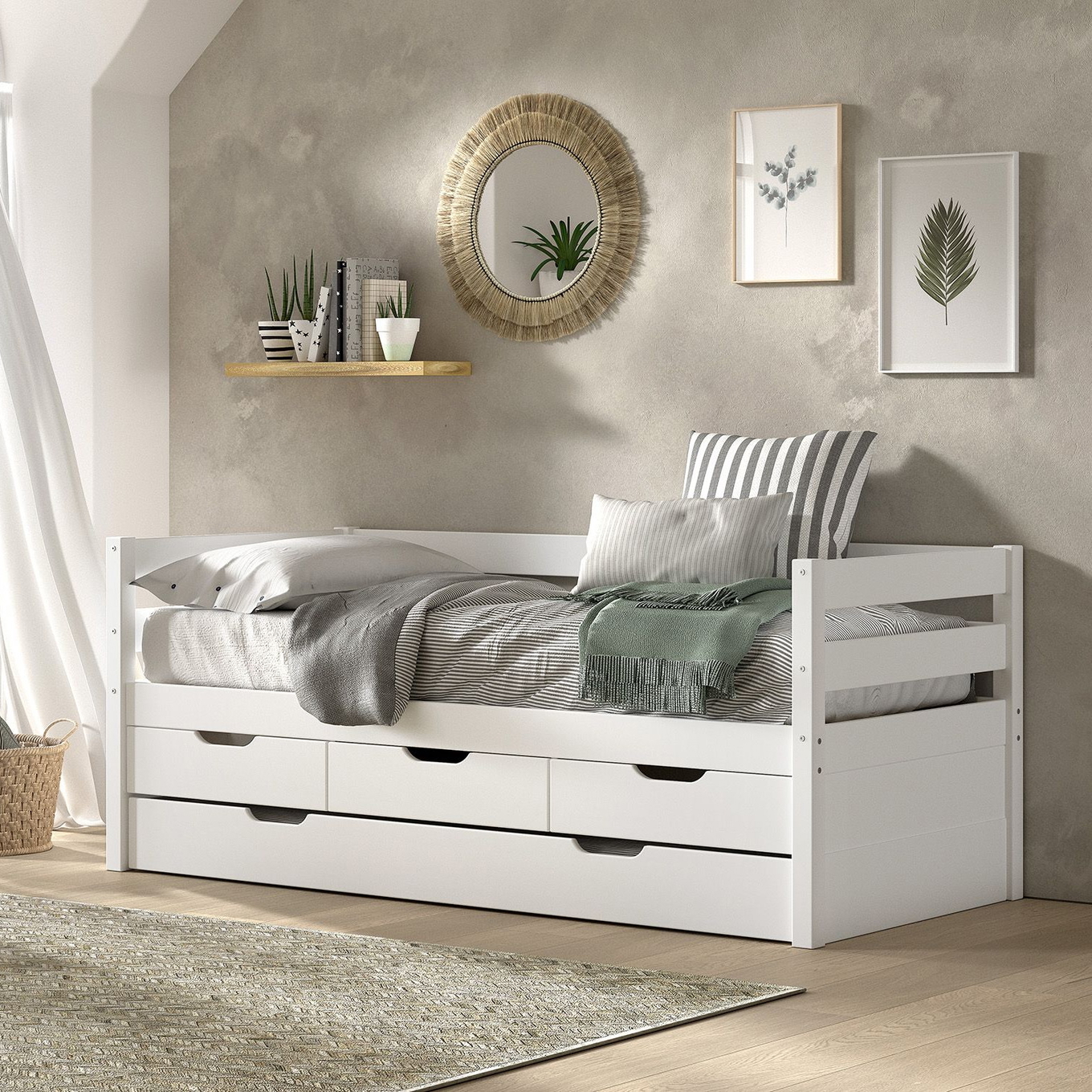 Kojenbett Margrit inkl. Schubladen und Ausziehkasten Weiss #2