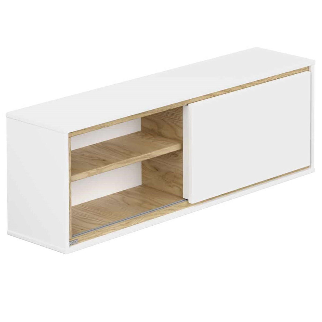 Wandregal Lieven mit Schiebetür Weiss, Holz