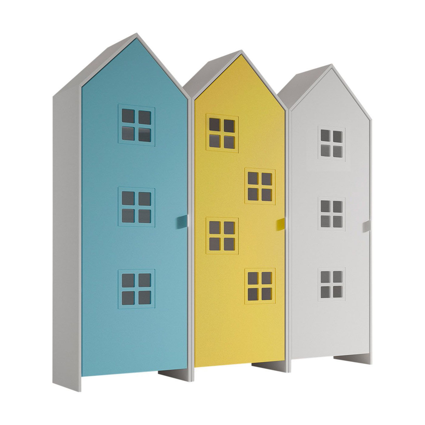 Schrank Casami Bruges 3-teilig Set Weiss, Gelb, Türkis