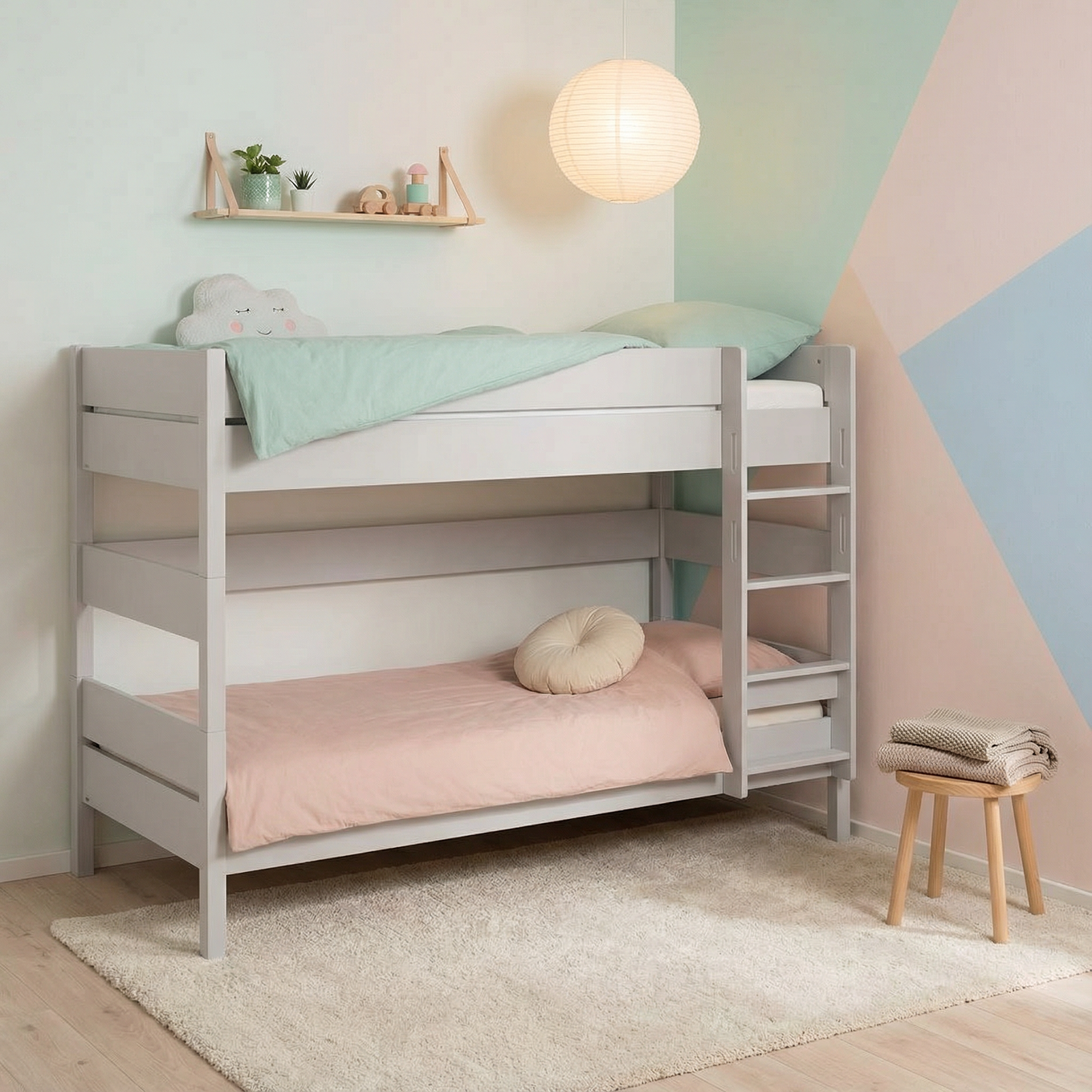 Etagenbett Tiago Grau, mit gerader Leiter, 90 x 200 cm 4