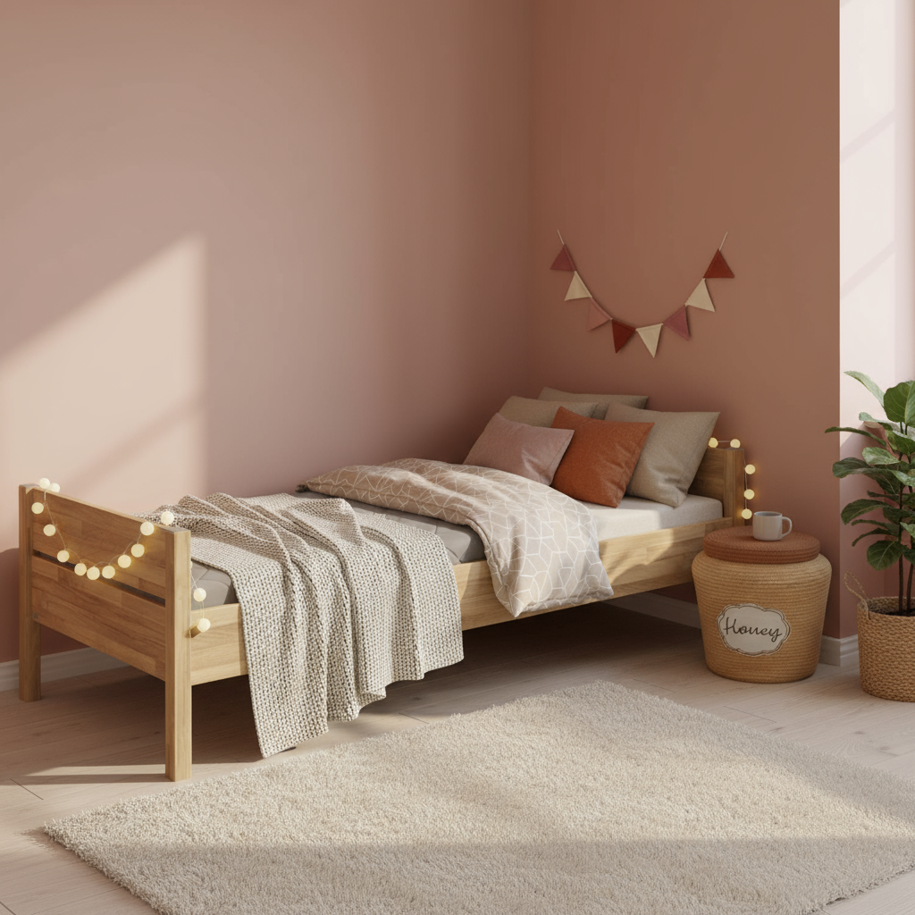 Bett Sten Holz, Bettpfosten quadratisch 3