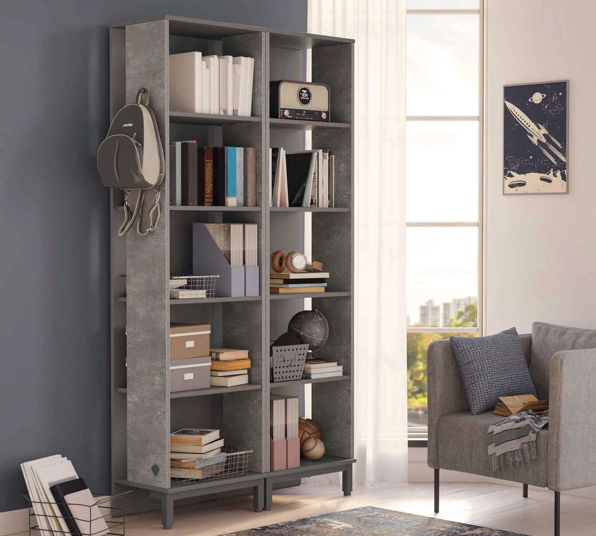 Bücherregal Space Gray 3