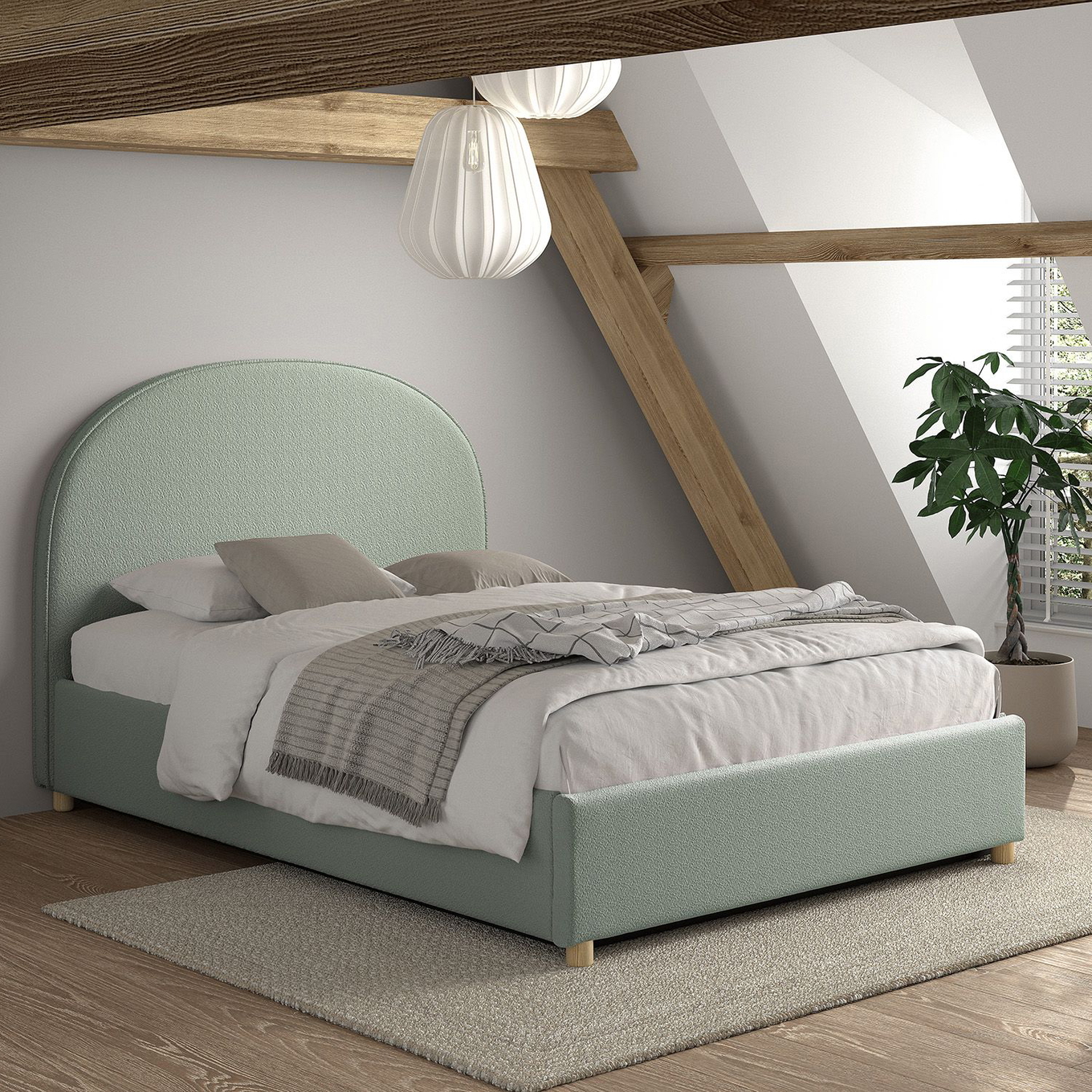 Bett Moon mit Stauraum Mint, 140 x 200 cm 3