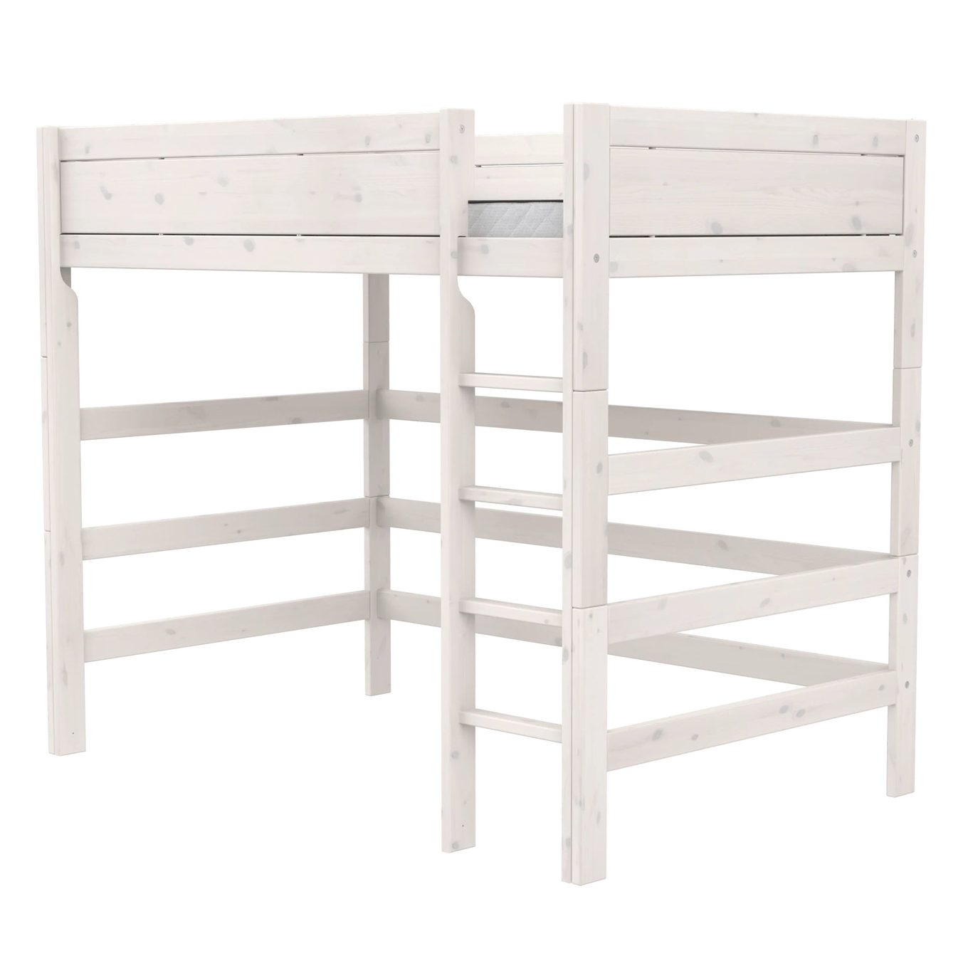 Hochbett 120 Lifetime mit gerader Leiter Deluxe Lattenrost, Weiss lasiert 3