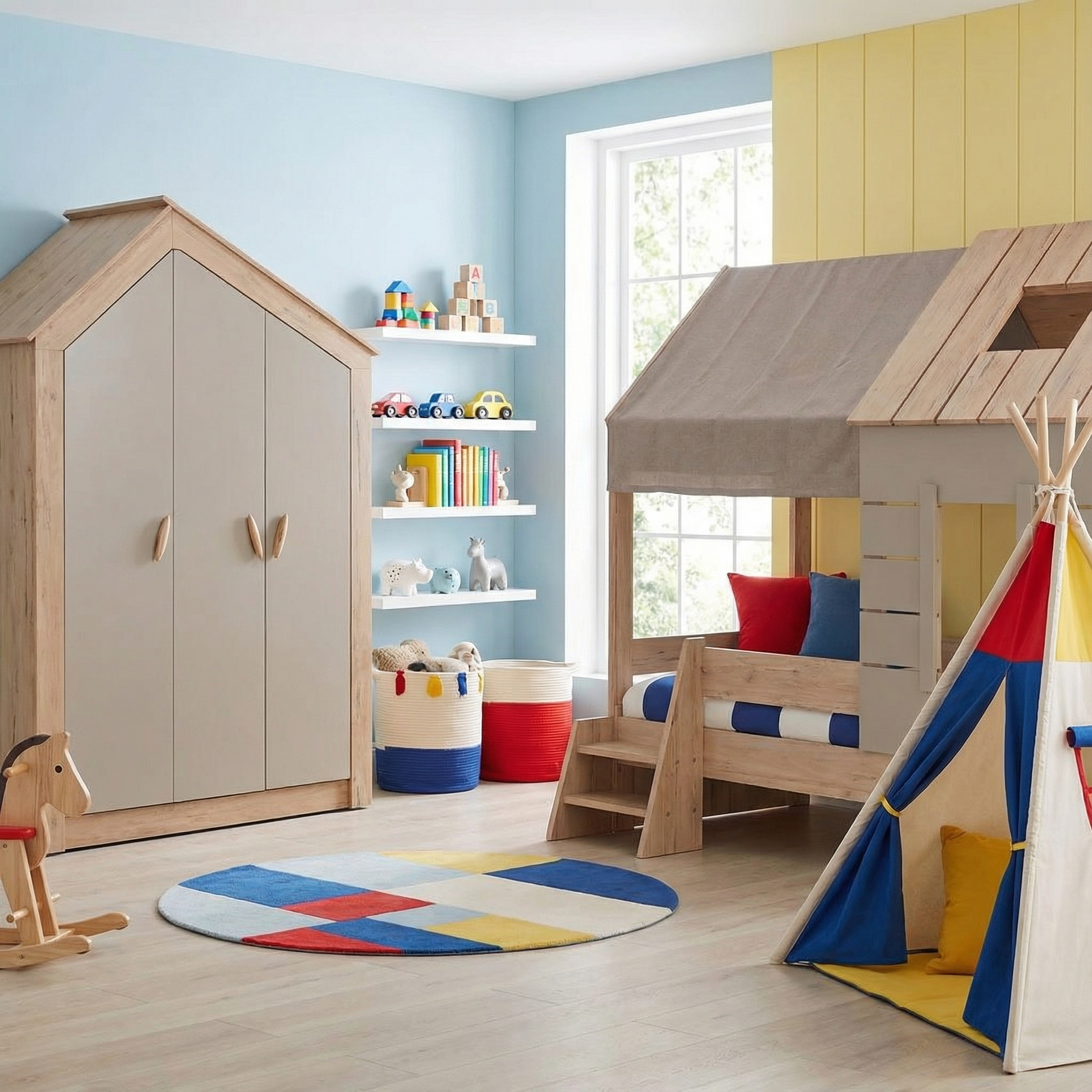 TOPINCN 3-Türiger Puppenhaus-Kleiderschrank - Sicheres Puppenmöbel Aus Kunststoff Für Kinder Ab 3 Jahren