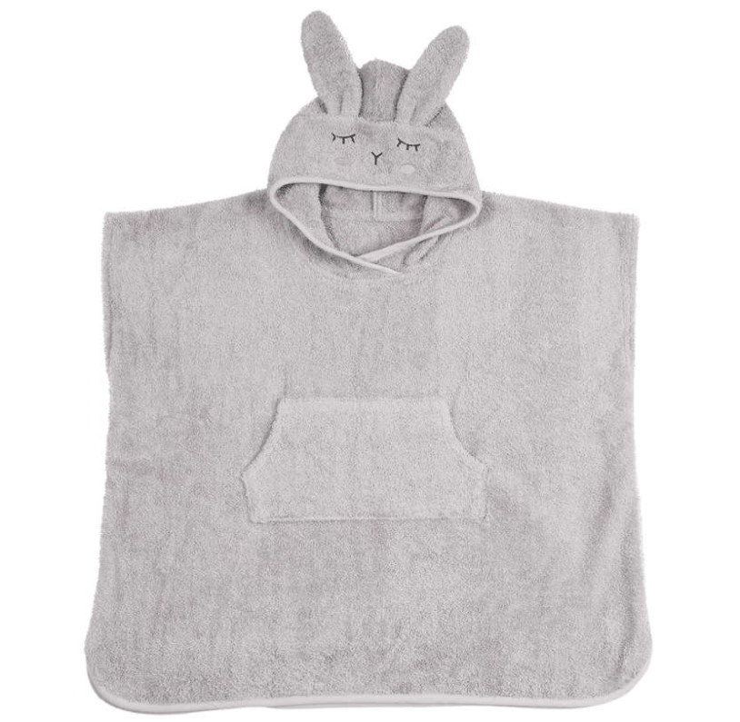 Badeponcho Hase Silbergrau