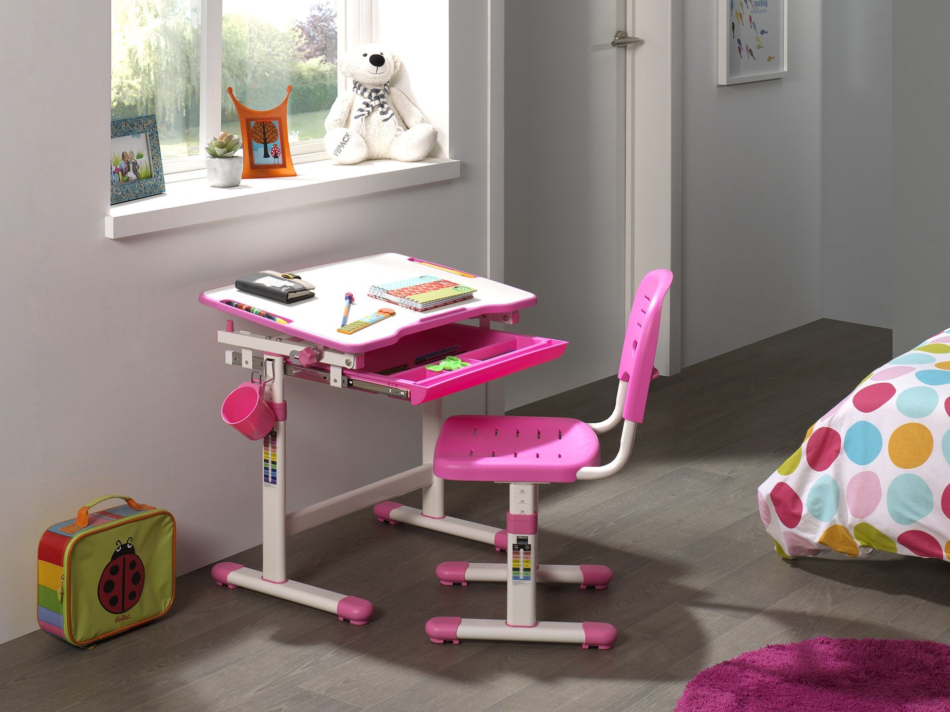Schreibtisch Set Comfortline Weiss Pink 4
