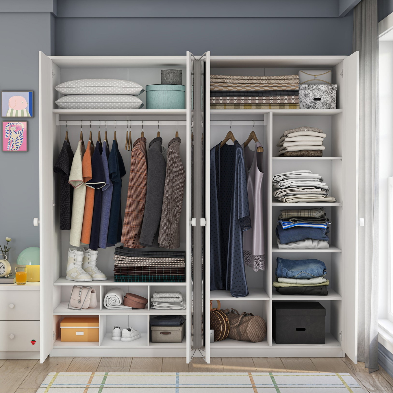 Kleiderschrank Varia White 4-türig mit Spiegel 4