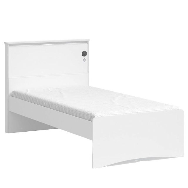 Bett White mit Kopfteil ohne Ablage, Standard, 100 x 200 cm