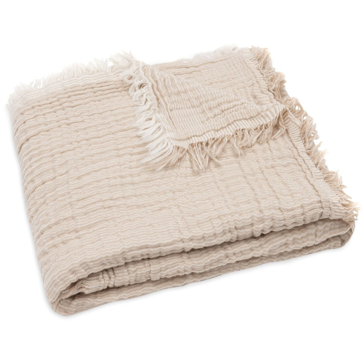 Babydecke Fringe Stripe Biscuit 3
