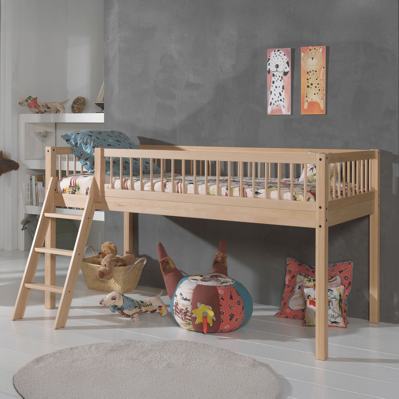 Halbhohes Bett Forrest mit Leiter Natur #2