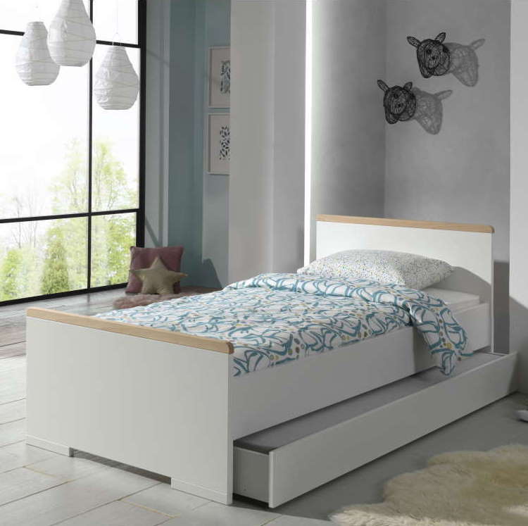 Bett London Weiss, mit Ausziehkasten 2