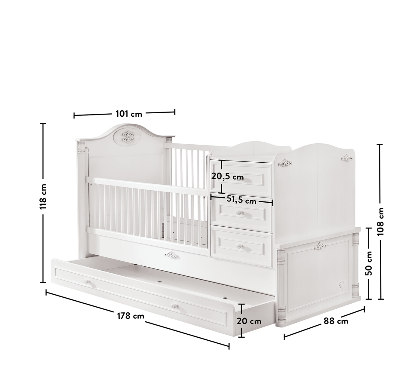 Babybett Romantic Umbaubar 7