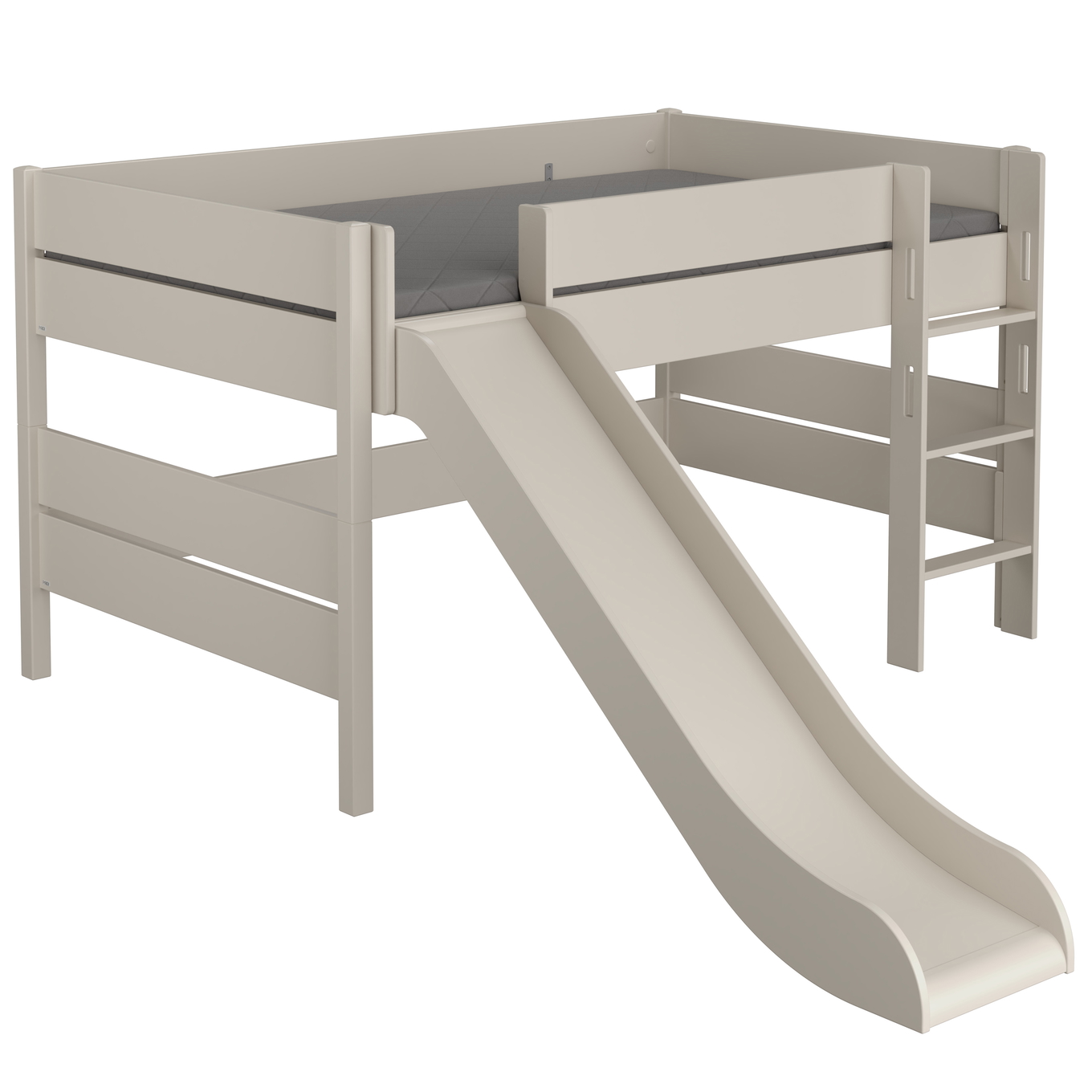 Halbhohes Bett Tiago mit Rutsche Beige, mit gerader Leiter, 120 x 200 cm