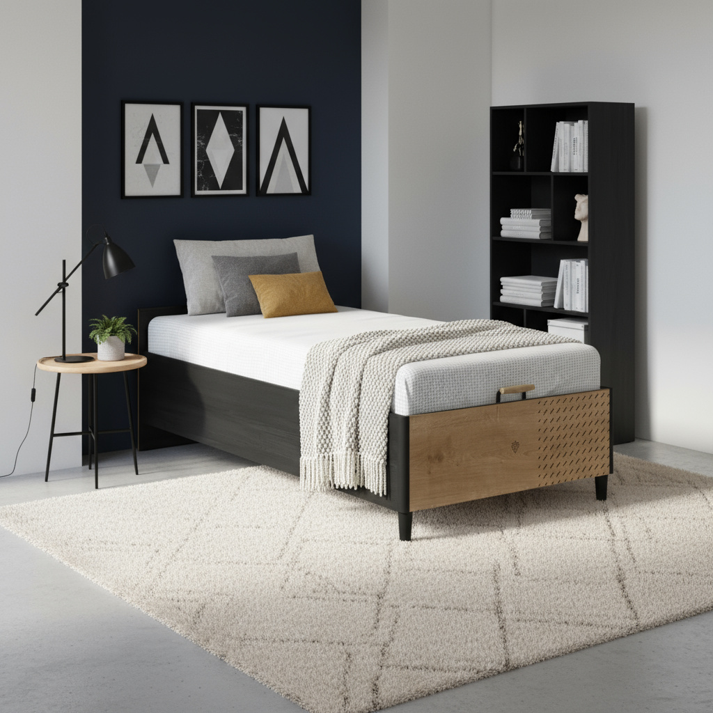 Bett Black ohne Kopfteil mit Stauraum, 100 x 200 cm 2