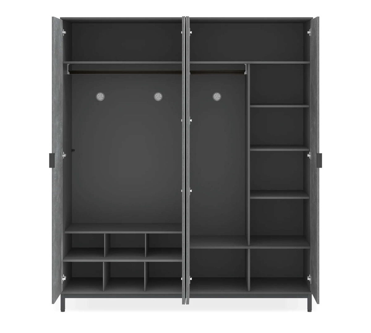 Kleiderschrank Space Gray 4-türig mit Spiegel 3