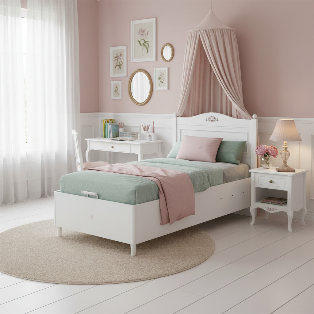 Bett Rustik mit Stauraum, 100 x 200 cm 4