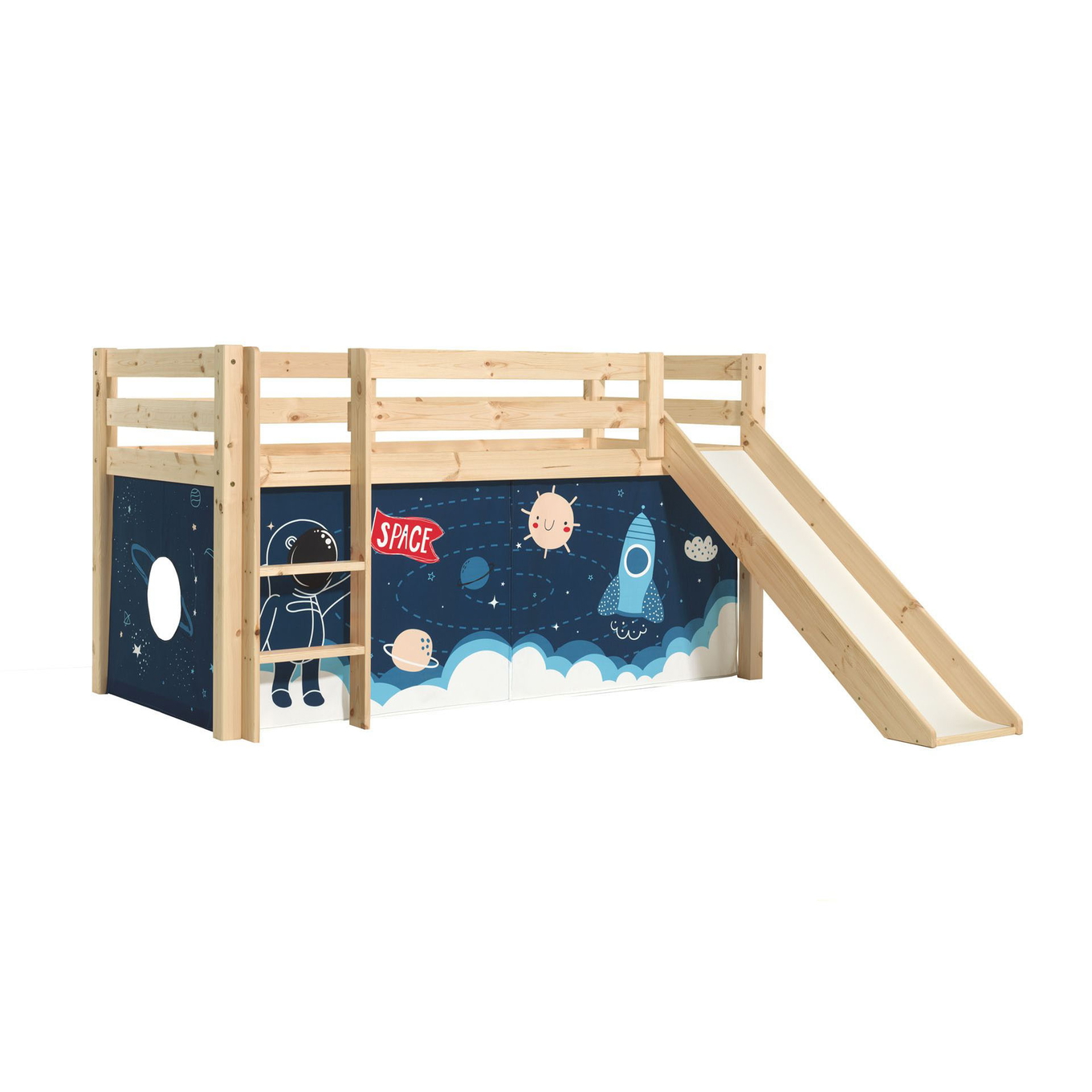 Halbhohes Bett Space Shuttle mit Rutsche Holz 1