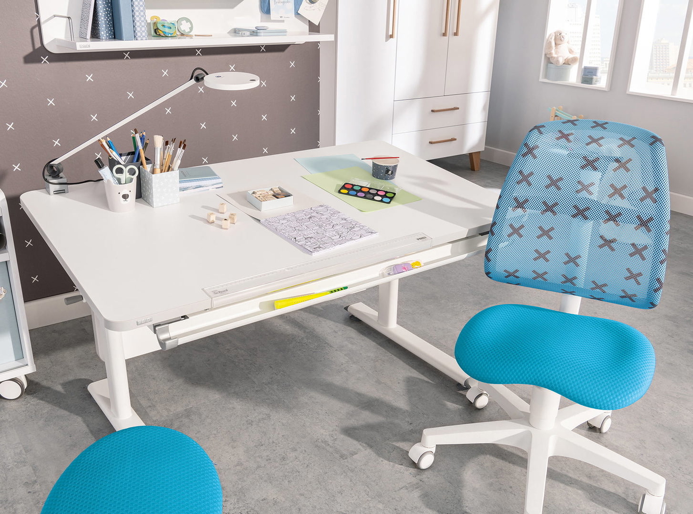 Bürostuhl Sino 2  Azurblau/X-Grau 3