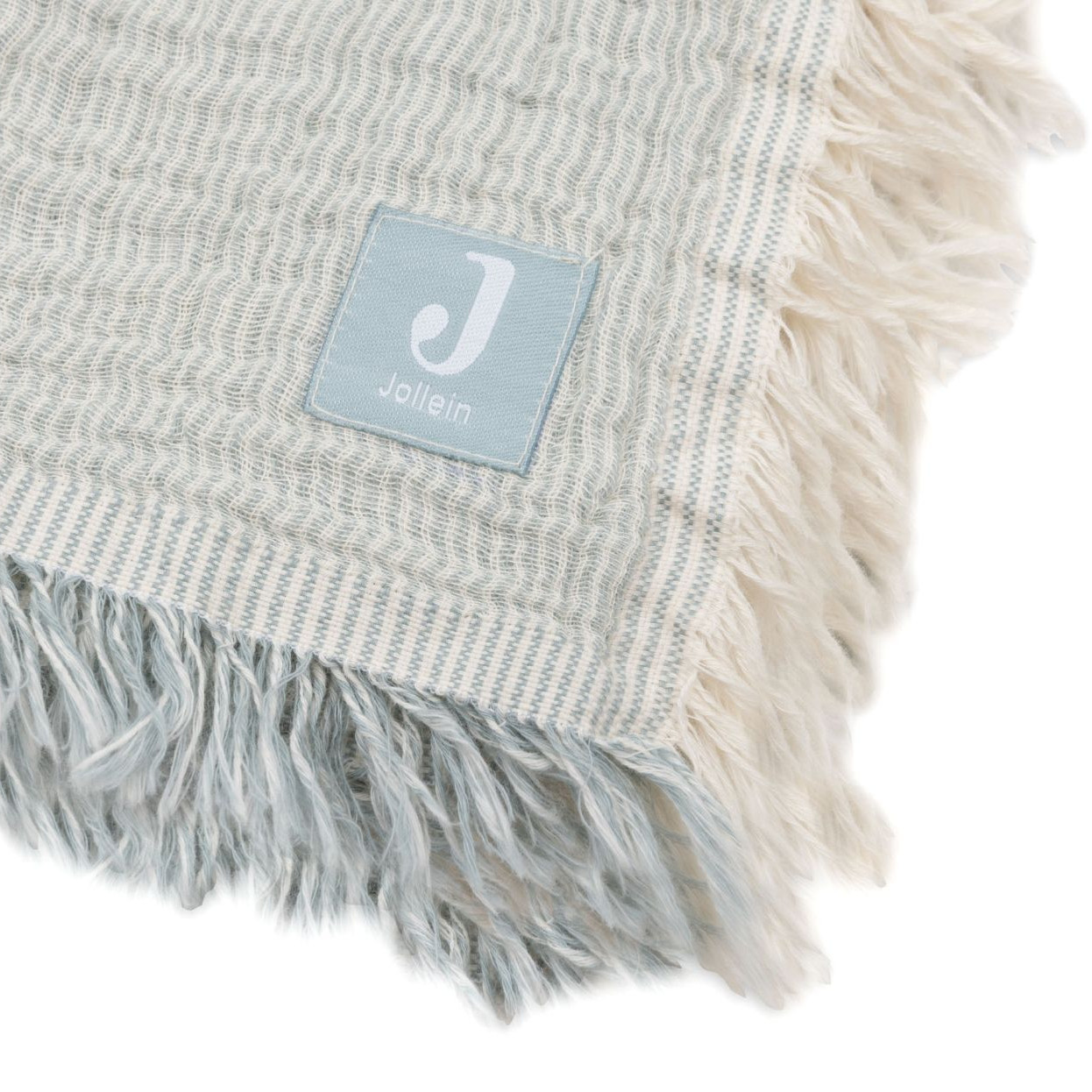 Babydecke Fringe Stripe Sea Green 5