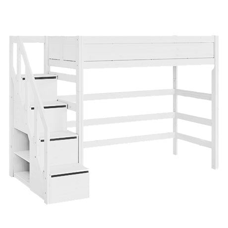 Hochbett mit Treppe 90x200cm Weiss, Deluxe Lattenrost 1