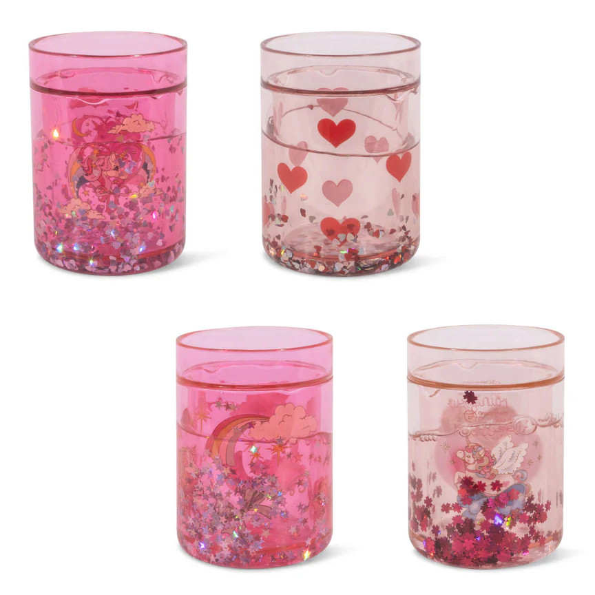 Becher 4er Set Pink mit Glitzer