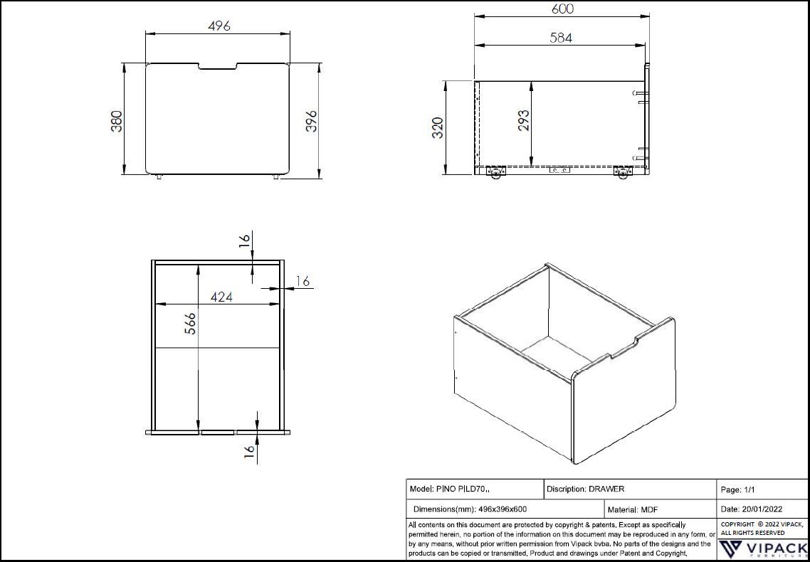 Bett Pino inkl. Schubladen Set Grau 8