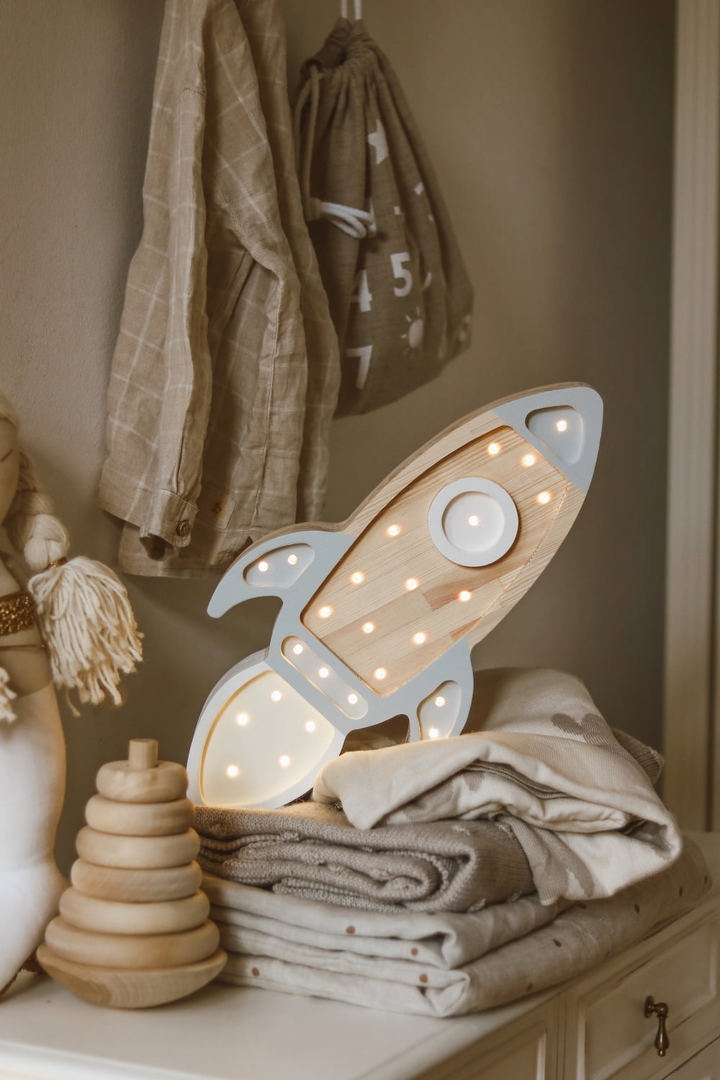 Nachtlampe Space Rocket Wood 3