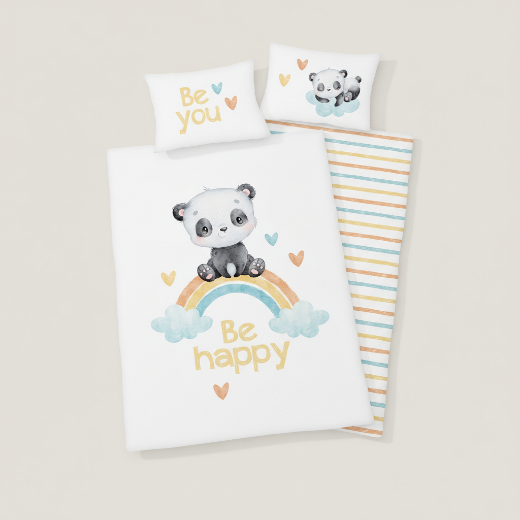 Baby Bettwäsche Regenbogen Panda #2