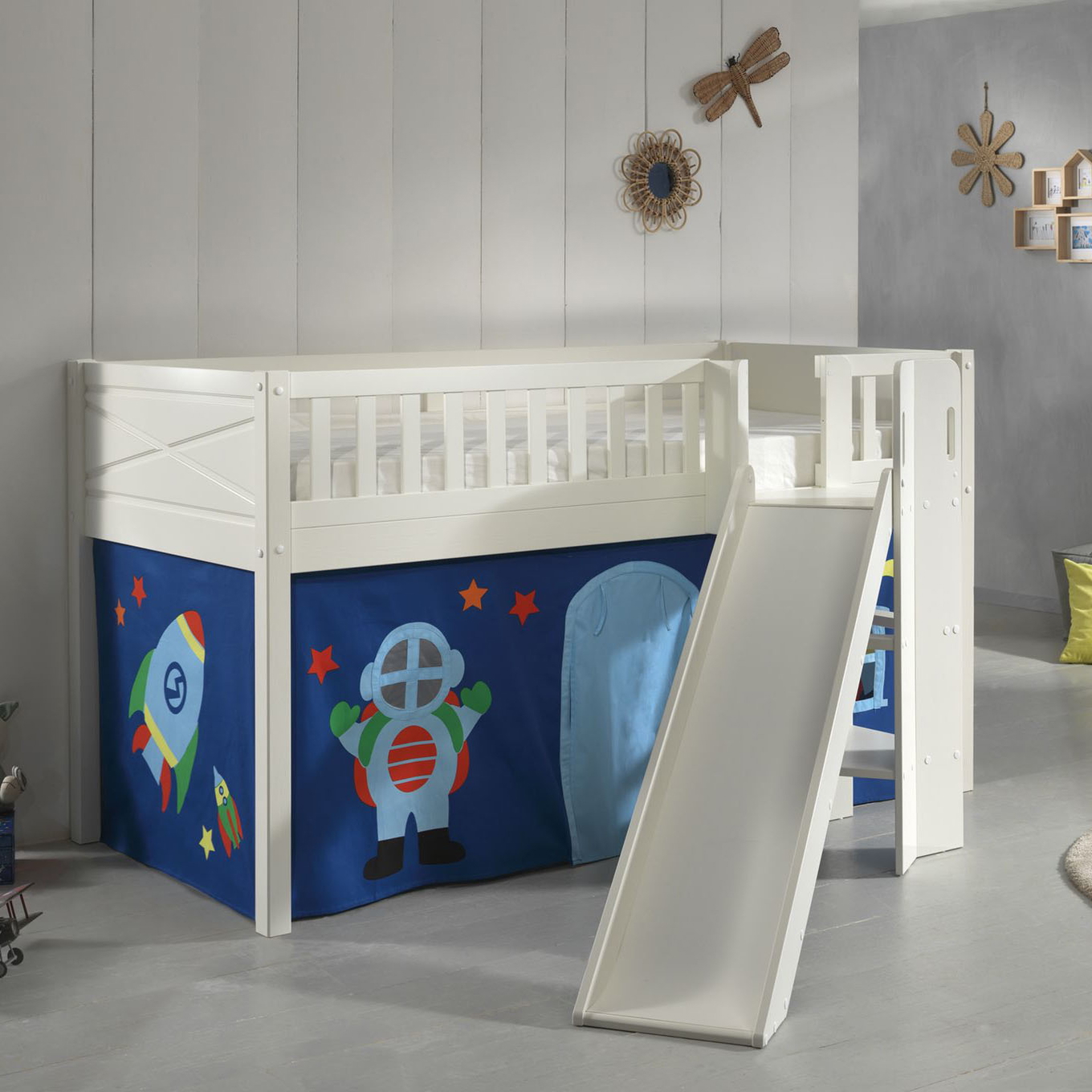 Halbhohes Bett Scott Astro mit Rutsche mit Spielvorhang #2