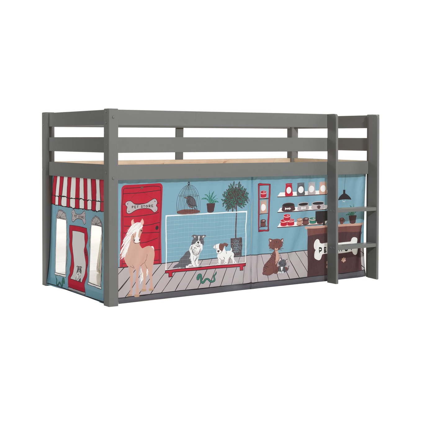 Halbhohes Bett Pets Grau