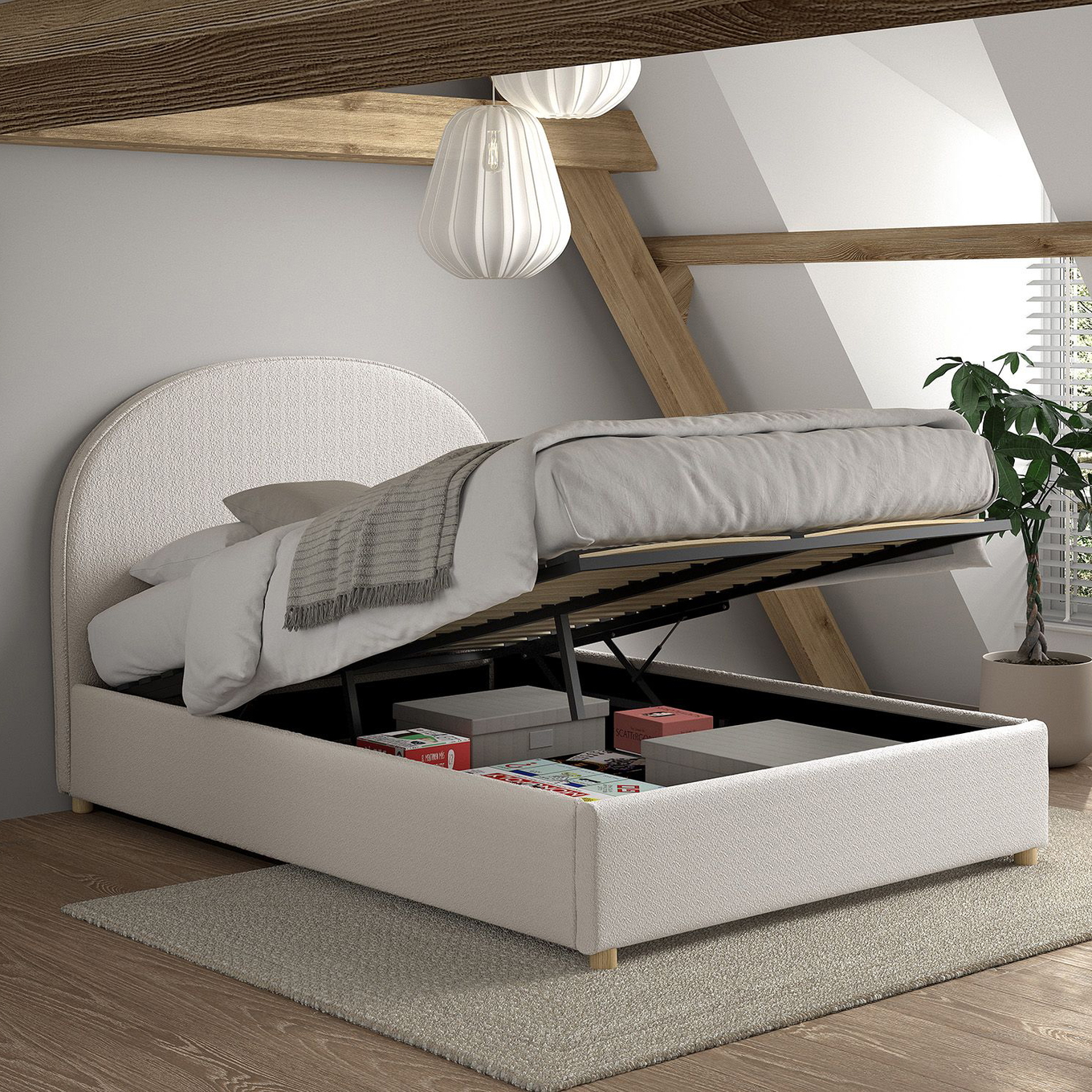 Bett Moon mit Stauraum Weiss, 140 x 200 cm 2