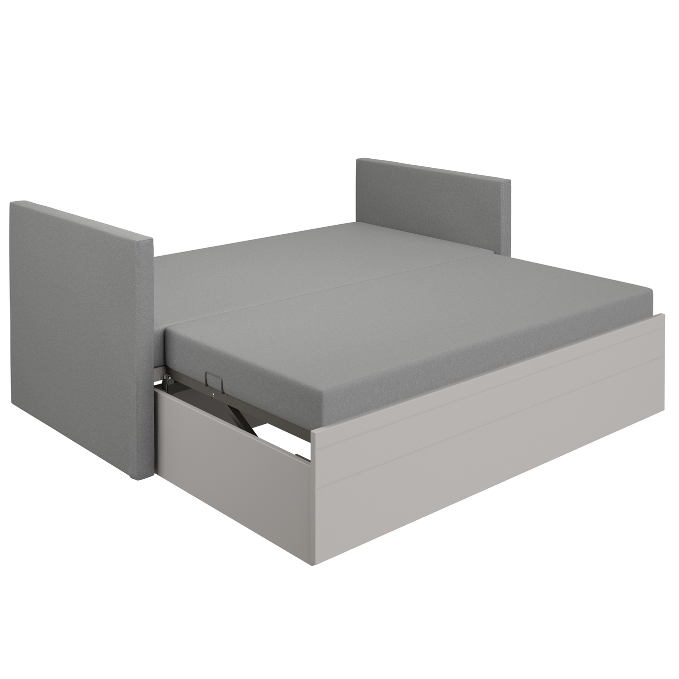 Bett Flynn mit 2 gepolsterten Betthäuptern Grau, Steingrau 3