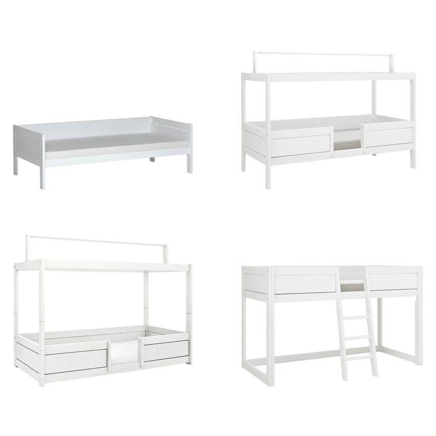 4 in 1 Bett mit Dachkonstruktion Weiss, Rollrost 5