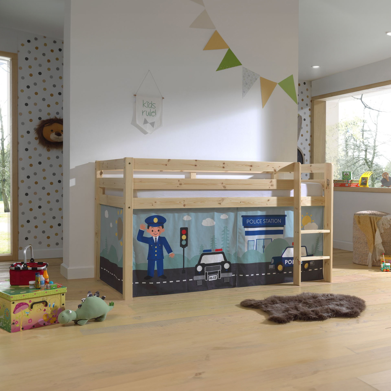 Halbhohes Bett Police Holz 2