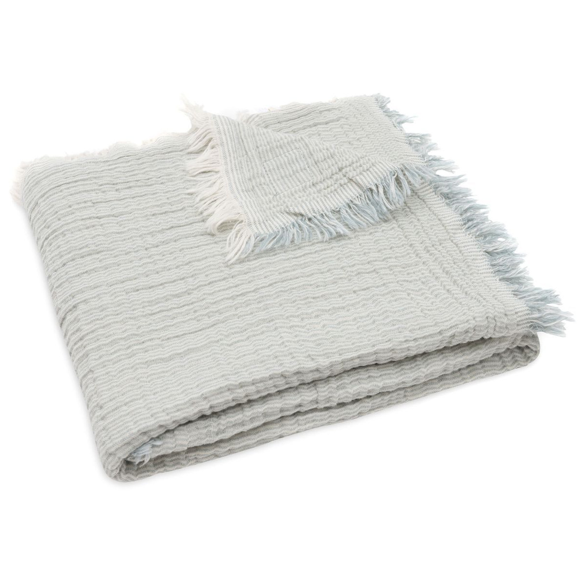 Babydecke Fringe Stripe Sea Green 3