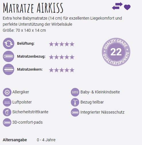 Babymatratze Airkiss 70 x 140 cm 7