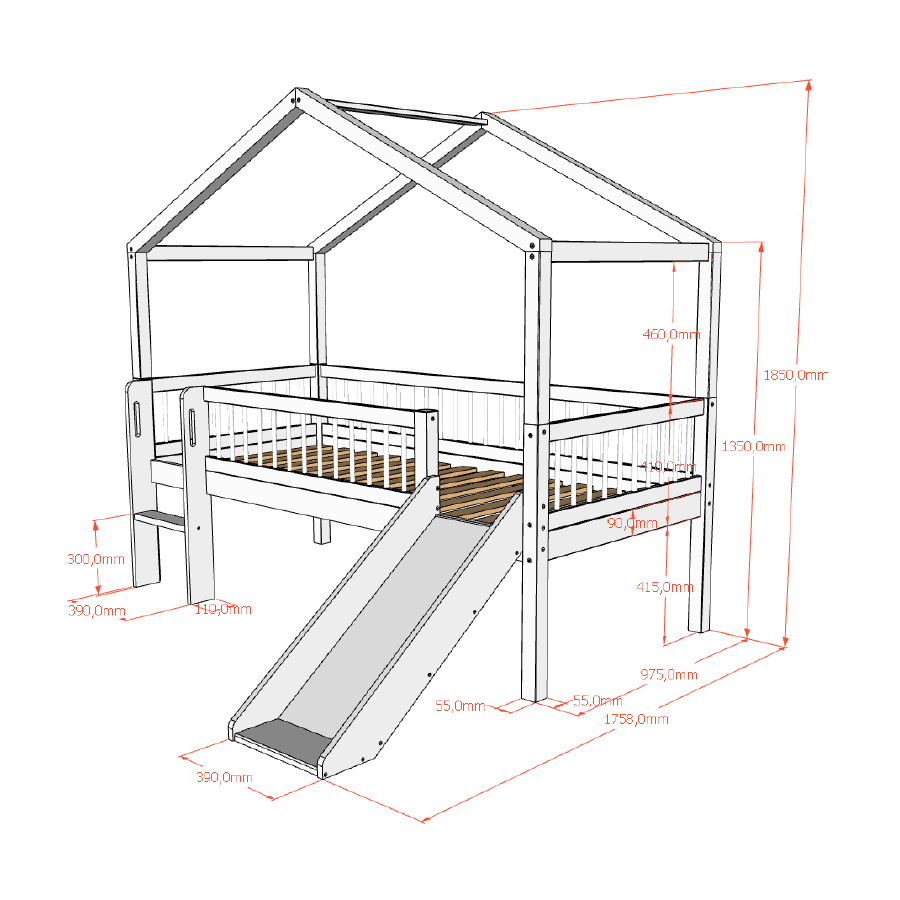 Hausbett Forrest mit Rutsche 4-teilig Set 9