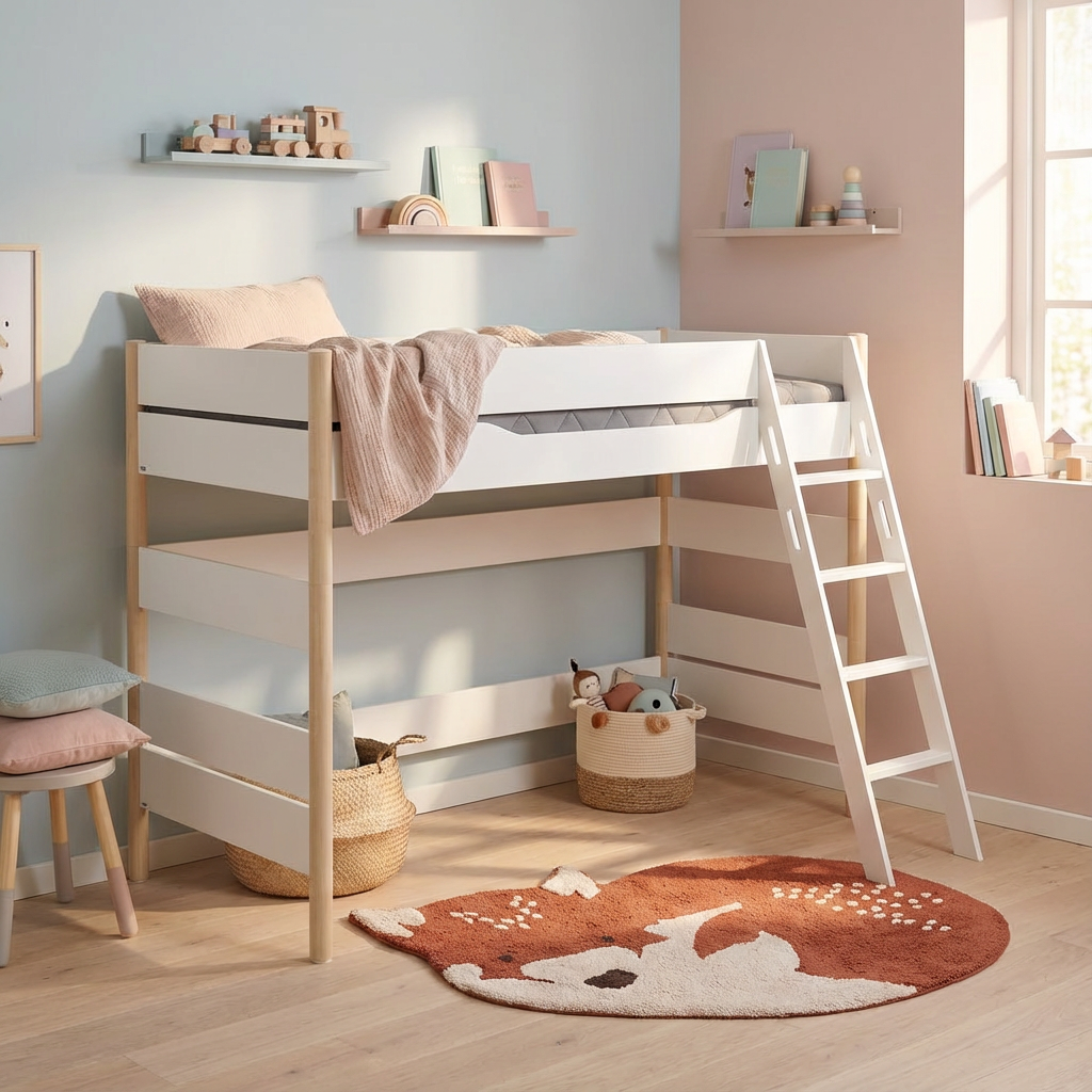 Mittelhohes Bett Ylvie Birke, mit Schrägleiter, 90 x 200 cm 5