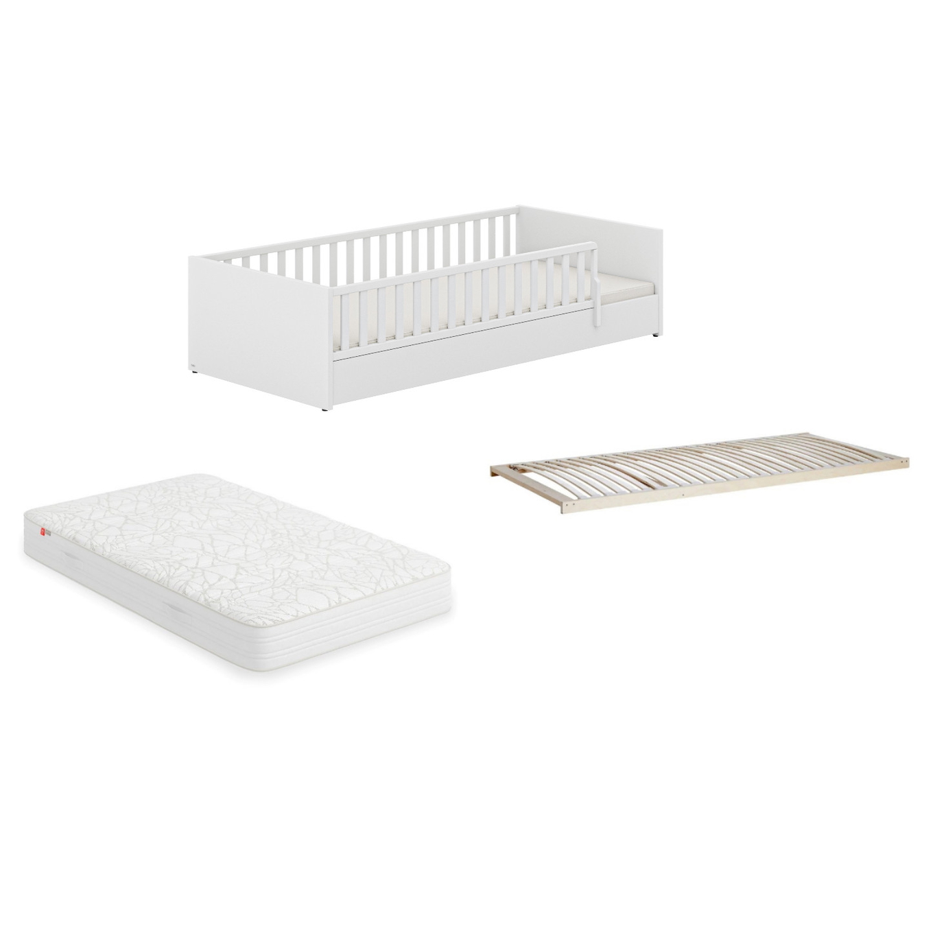 Bett Little Flo Basic Set Weiss, 90 x 200 cm