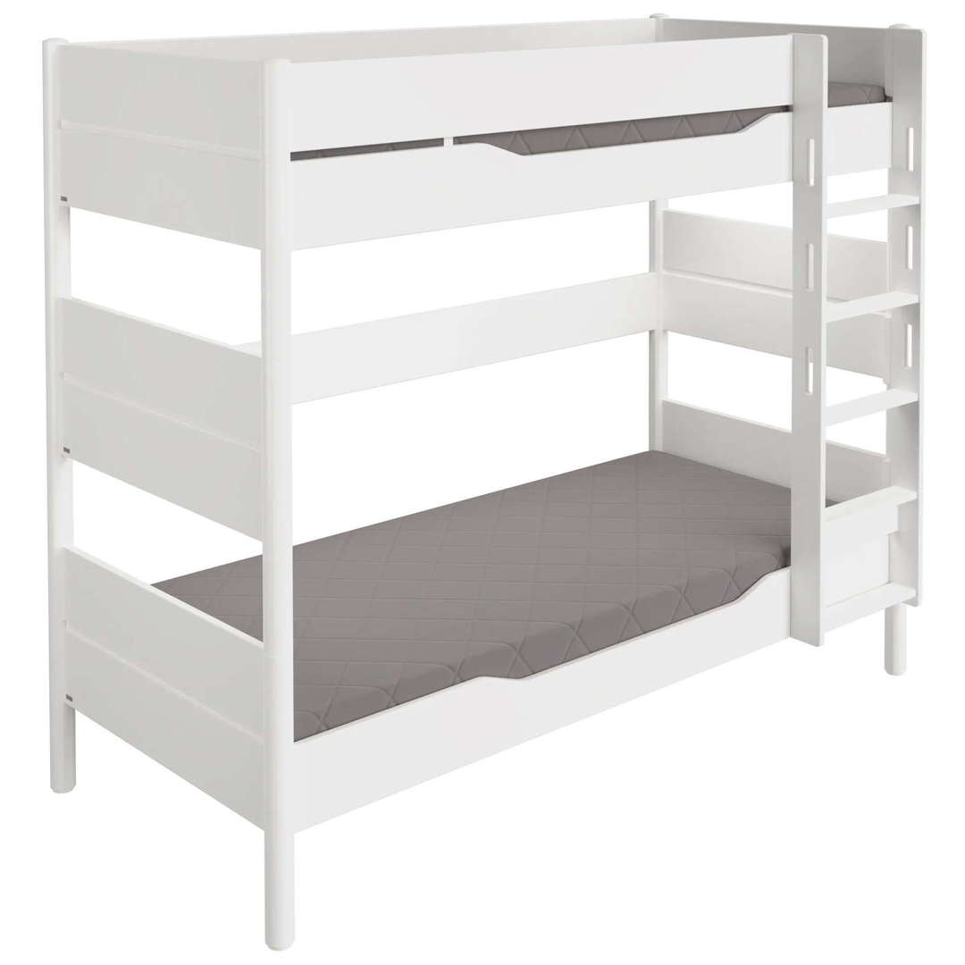 Hohes Etagenbett Ylvie Weiss, mit gerader Leiter, 90 x 200 cm