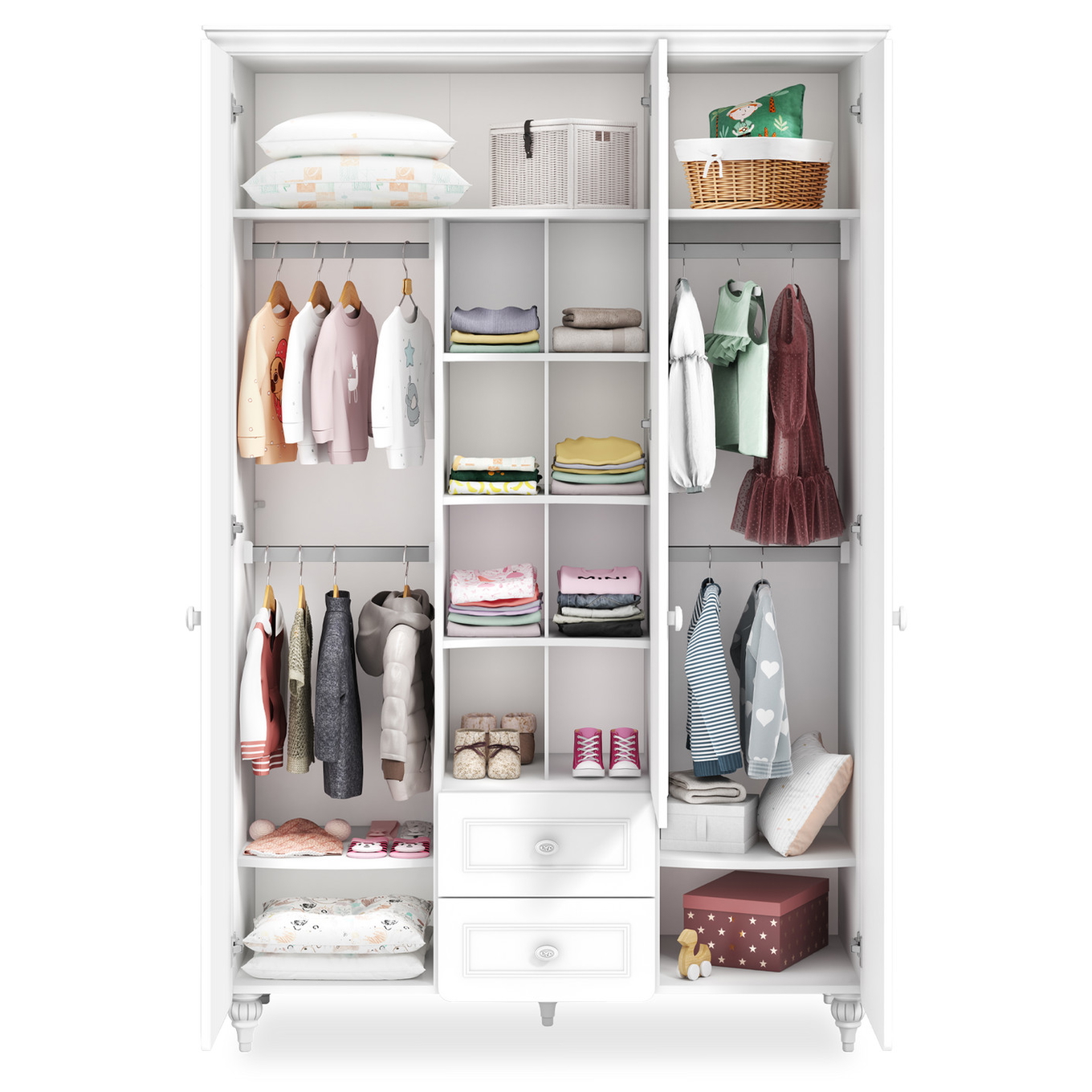 Kleiderschrank Romantic mit Schubladen, 3-türig 4