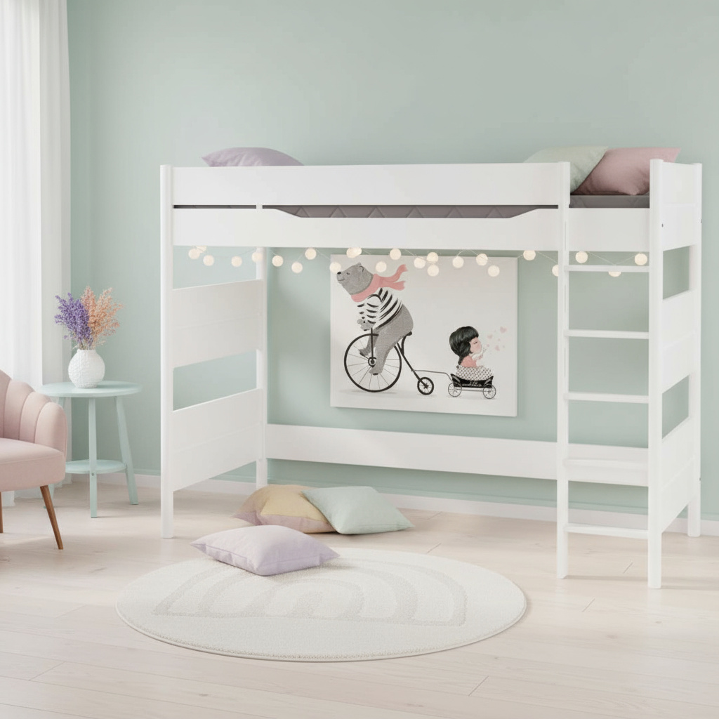 Hochbett Ylvie mit gerader Leiter, 90 x 200 cm 3