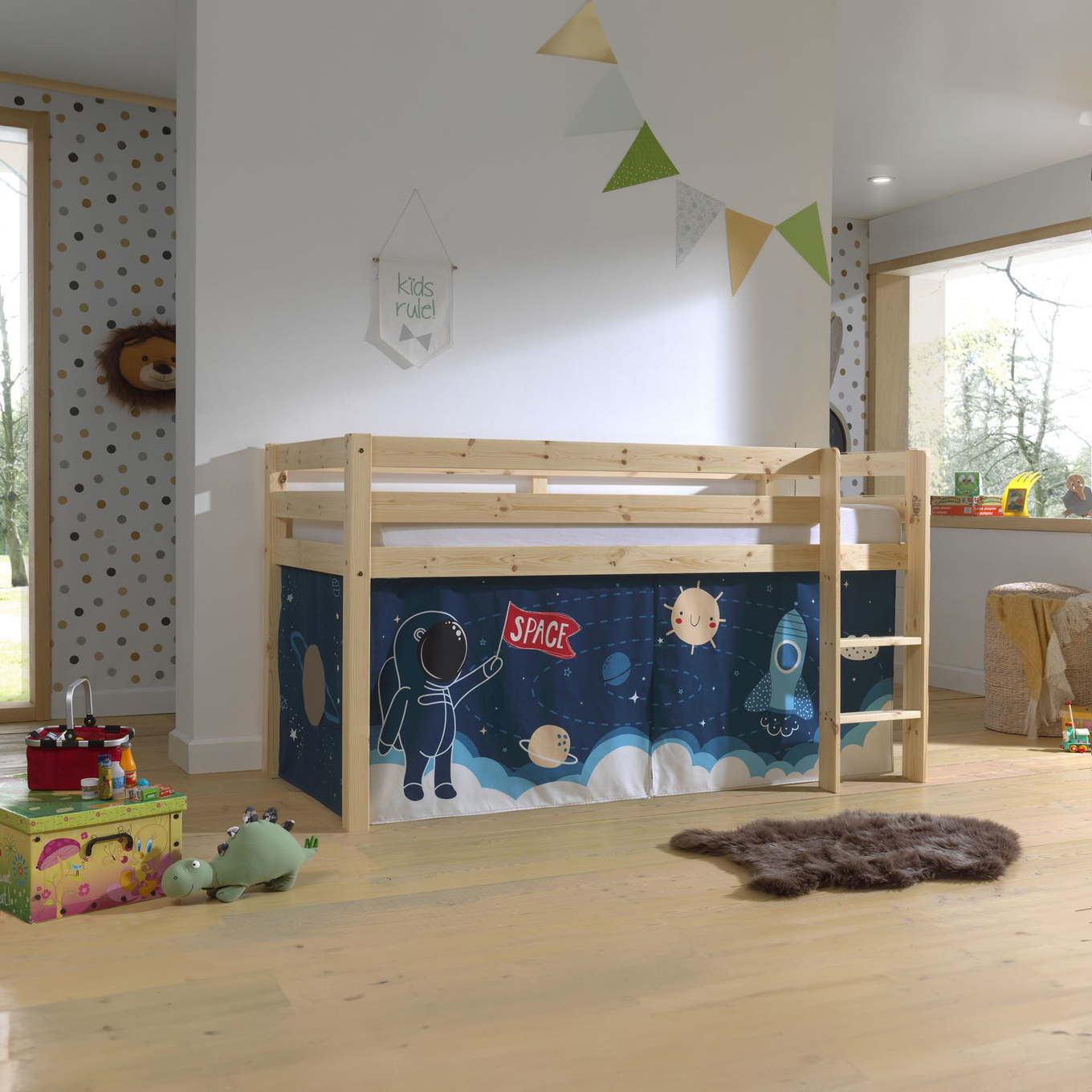 Halbhohes Bett Space Shuttle Holz 2
