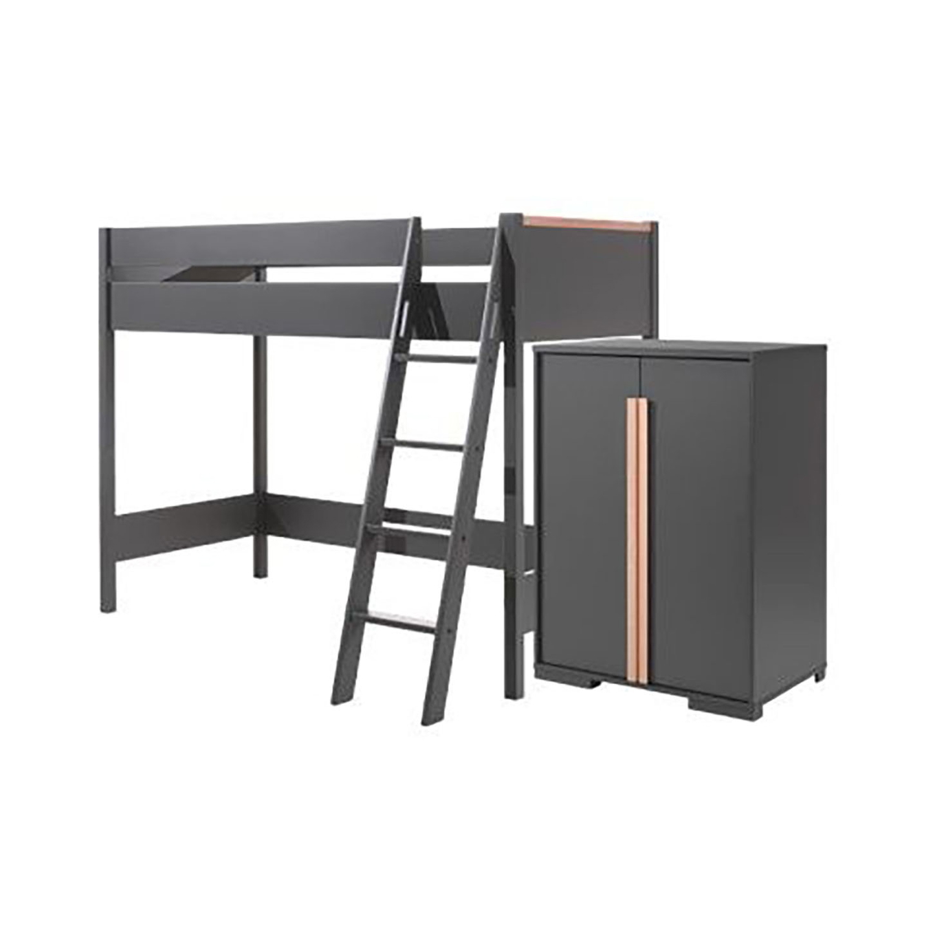 Halbhohes Bett London 2-teilig Set Anthrazit