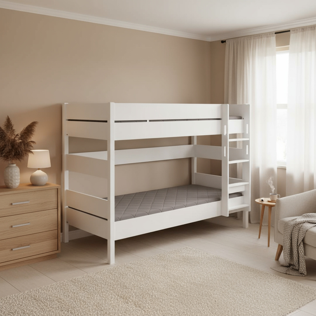 Etagenbett Tiago Weiss, mit gerader Leiter, 120 x 200 cm 3